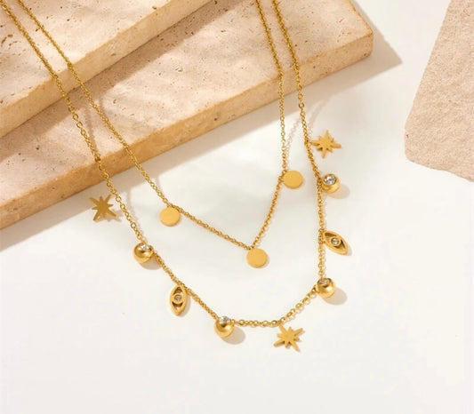 Gold Choker with Evil Eye Charm