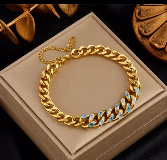 18K Gold Plated Eye Charms Bracelet