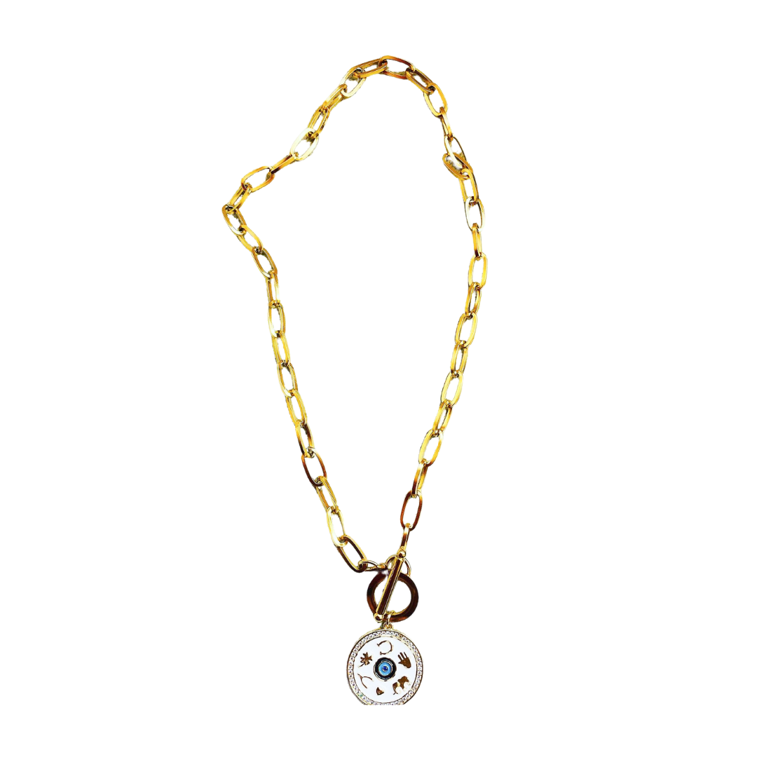 Gold Plated Necklace with Enamel Pendant