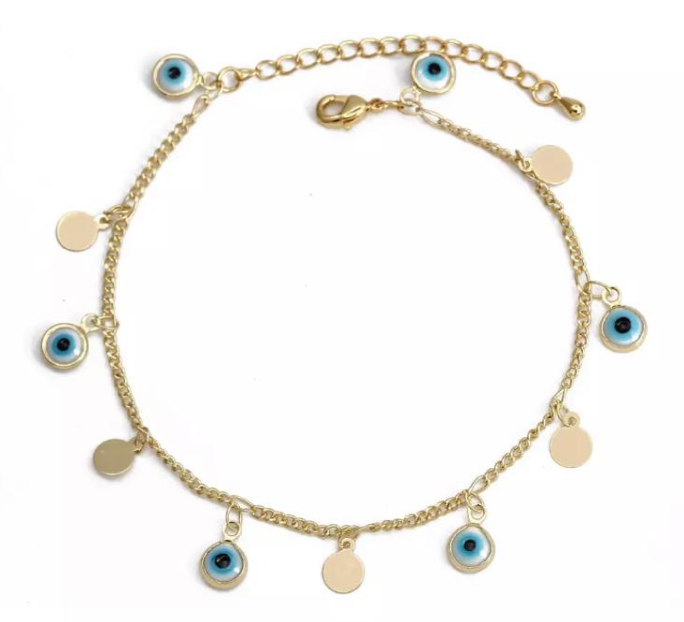 Evil Eye and Gold Charms Bracelet