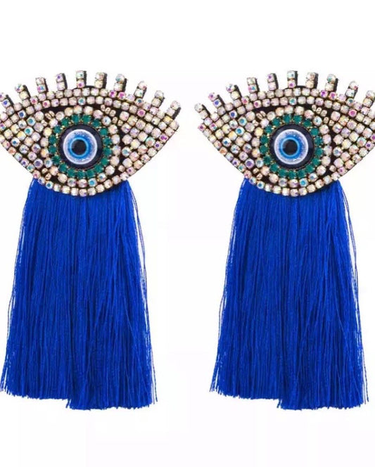 Evil Eye Tassel Earrings